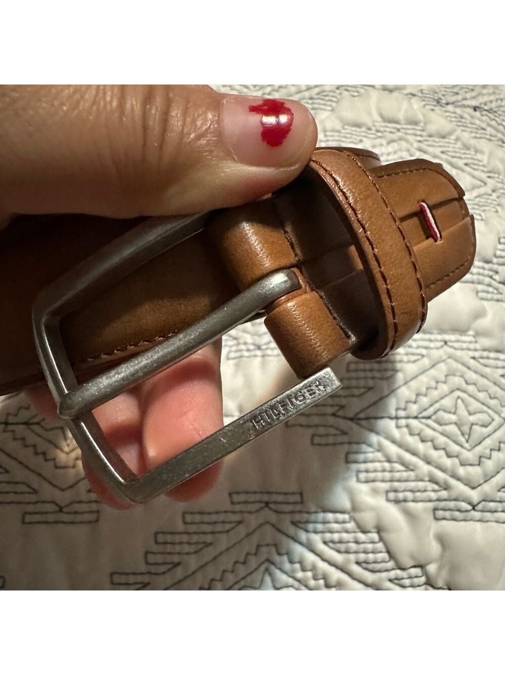 Brown Leather Belt with Silver Buckle
